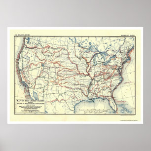 Explorer Routes In America 1907 Poster