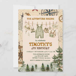 Explorer The Adventure Begins Boy Birthday  Invitation