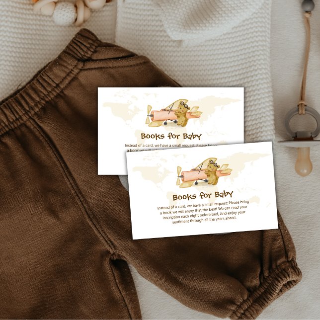 Explorer World Map Airplane Books For Baby Shower  Enclosure Card (Explorer World Map Airplane Books For Baby Shower Enclosure Card)