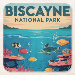 Exploring Biscayne National Park Florida Waters Square Paper Coaster