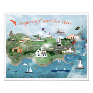 Exploring Coastal San Pedro Illustration Photo Print