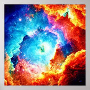 Exploring Colourful Nebula Art Poster