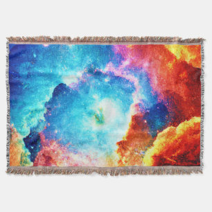 Exploring Colourful Nebula Art Throw Blanket