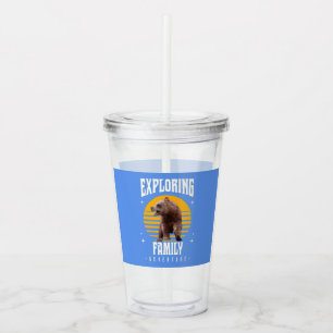 Exploring Family Bear Vintage Vacation Adventure Acrylic Tumbler