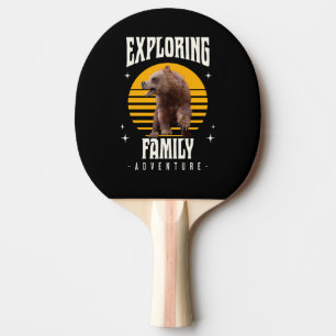 Exploring Family Bear Vintage Vacation Adventure Ping Pong Paddle