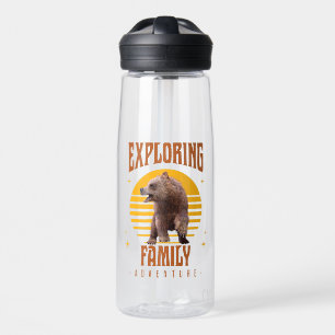 Exploring Family Bear Vintage Vacation Adventure Water Bottle