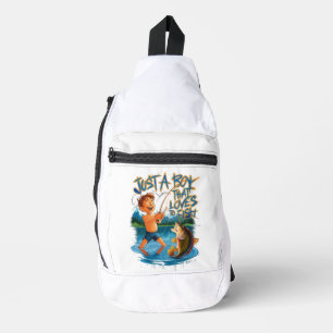 Exploring Nature: Boy Fishing With a Big Catch Sling Bag