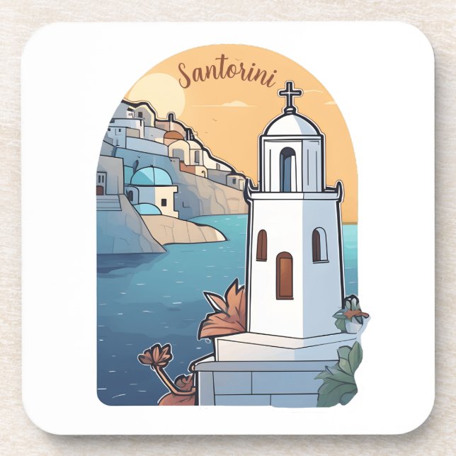 Exploring Santorini, Greece Coaster (Front)