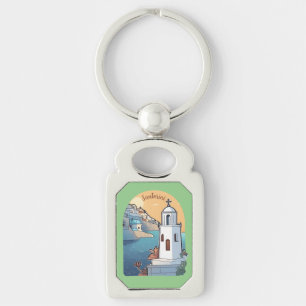 Exploring Santorini, Greece Key Ring