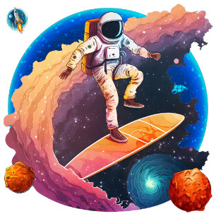 Exploring Space Square Wall Clock