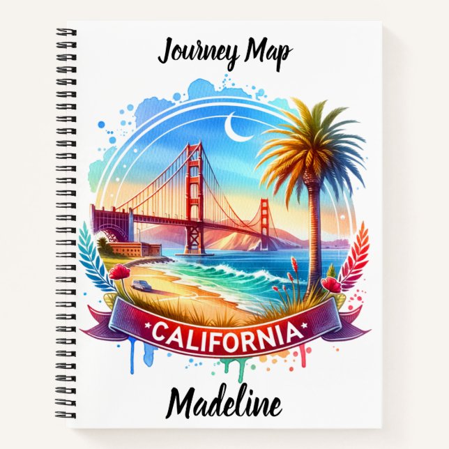 Exploring the golden shores by the iconic bridge notebook (Front)