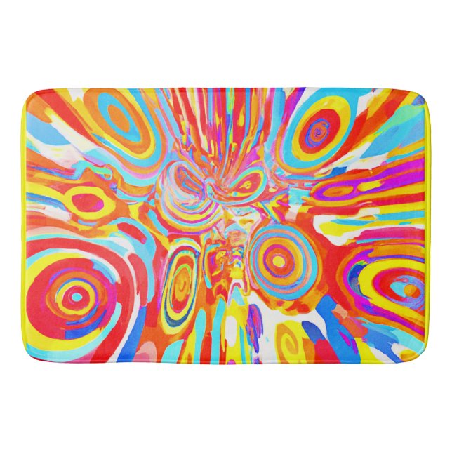 Exploring Vibrant Colourful Pattern Bath Mat (Front)
