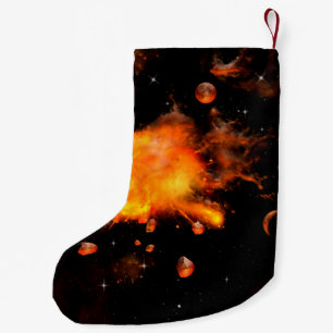 Explosion a planet small christmas stocking