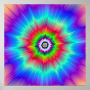 Explosion in Blue Red Green and Violet Poster