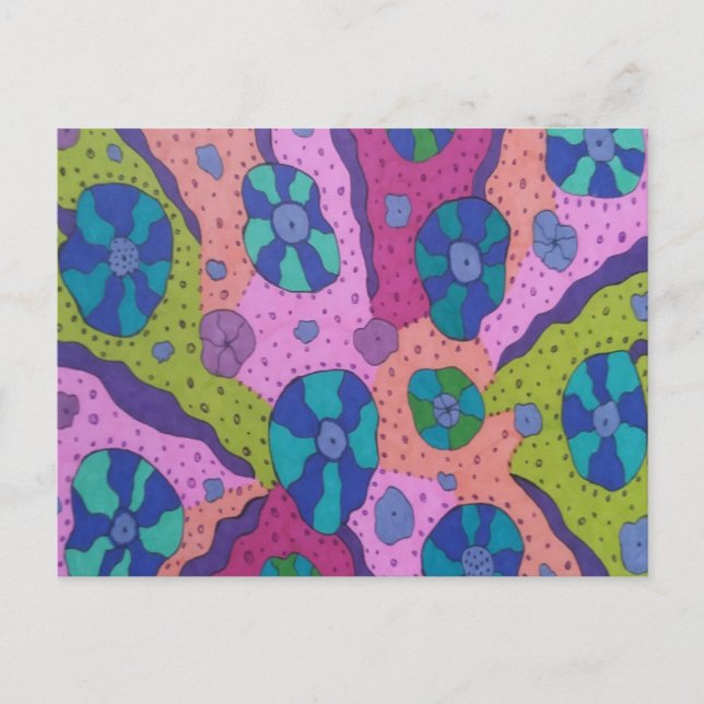 Explosion of Colour Abstract Drawing  Postcard (Front)