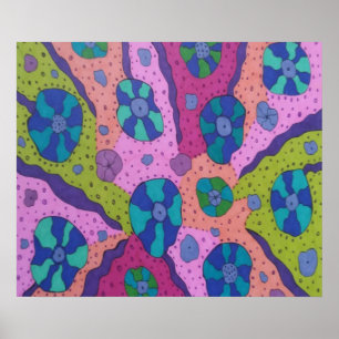 Explosion of Colour Abstract Drawing Poster