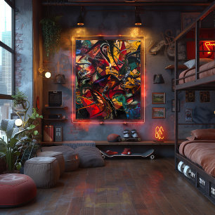 Explosion of Forms and Colors: Abstract Graffiti Poster