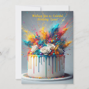 Explosion of Joy – Happy Birthday Cake Invitation