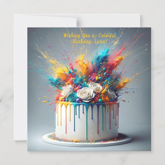 Explosion of Joy – Happy Birthday Cake Magnetic Invitation (Front)