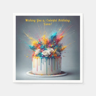 Explosion of Joy – Happy Birthday Cake Napkin