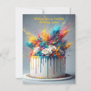 Explosion of Joy – Happy Birthday Cake Postcard