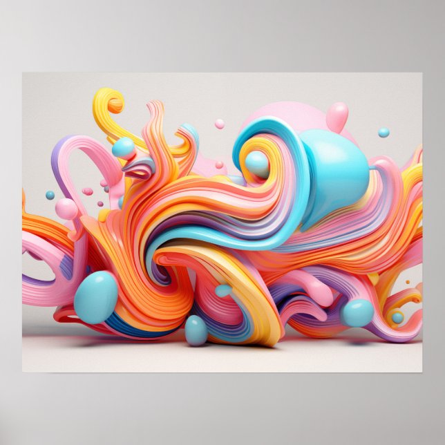 Explosion of pastel-coloured forms poster (Front)