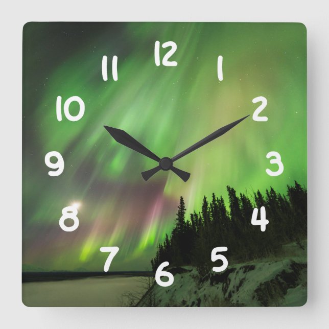 Explosive Aurora Square Wall Clock (Front)