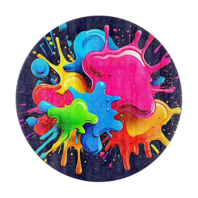 Explosive Colour Splash Art Cutting Board (Front)