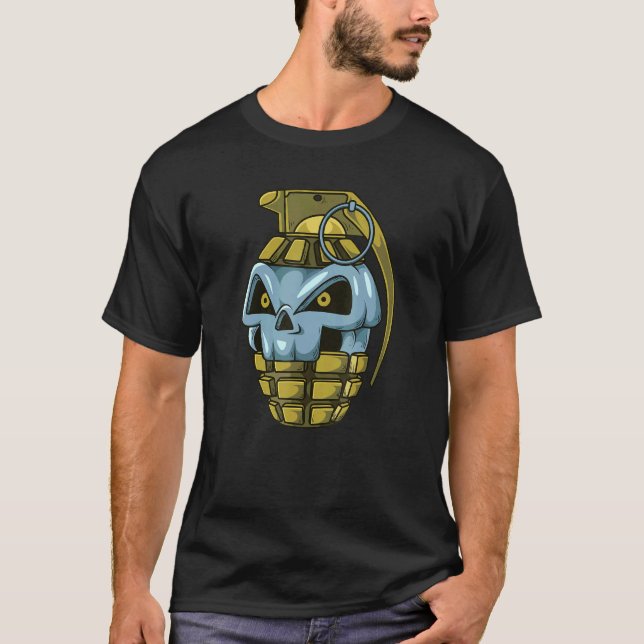 Explosive Hand Skull Grenade T-Shirt (Front)