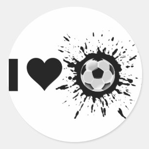 Explosive I Love Soccer Classic Round Sticker