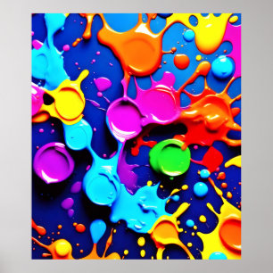 Explosive Neon Colours in Abstract Art Poster