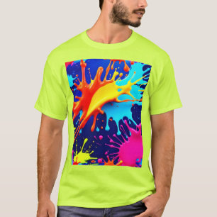 Explosive Neon Colours in Abstract Art T-Shirt