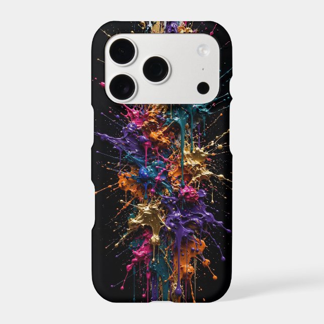 Explosive Paint Splash Column - Gold Teal Magenta  (Back)
