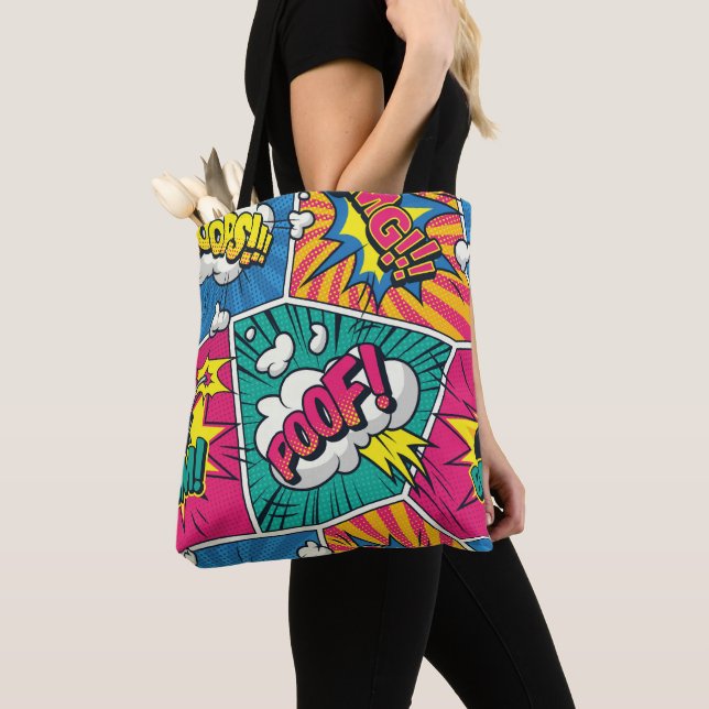 Explosive Retro Comic Pop Art Tote Bag (Close Up)