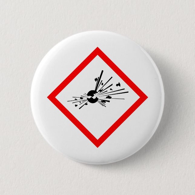 Explosive Warning Sign 6 Cm Round Badge (Front)