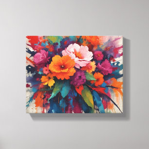 Explosive Watercolor Floral Centerpiece Canvas Print
