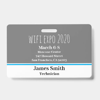 Expo ID Horizontal Grey, White & Blue Badge