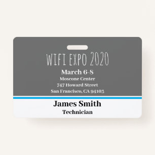 Expo ID Horizontal Grey, White & Blue ID Badge
