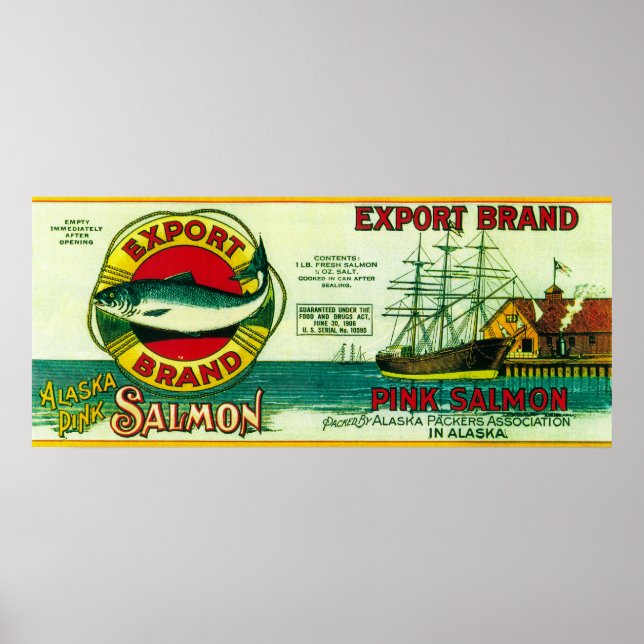 Export Salmon Can Label Poster (Front)
