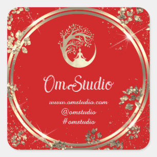 Express Gratitude with Yoga Mindfulness Shop Gold Square Sticker
