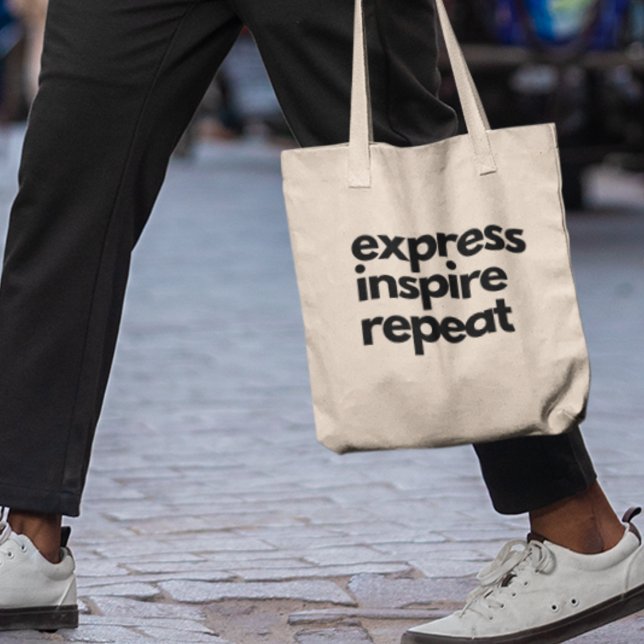 Express Inspire Repeat Motivational Inspirational  Tote Bag (Shop now and carry your aspirations with you wherever you go!)