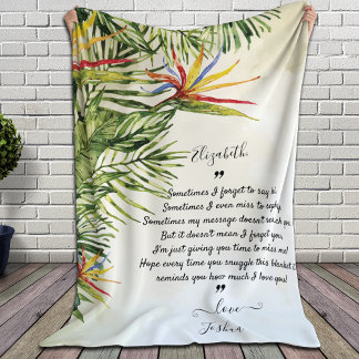 Express it with Words Custom Message Tropical Fleece Blanket