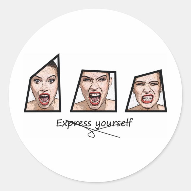 Express yourself classic round sticker (Front)
