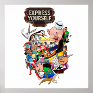 Express Yourself Retro Cartoon Collage Wall Art Po