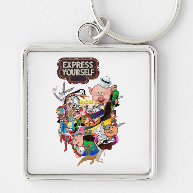 Express Yourself Vintage Pop Art Key Ring (Front)