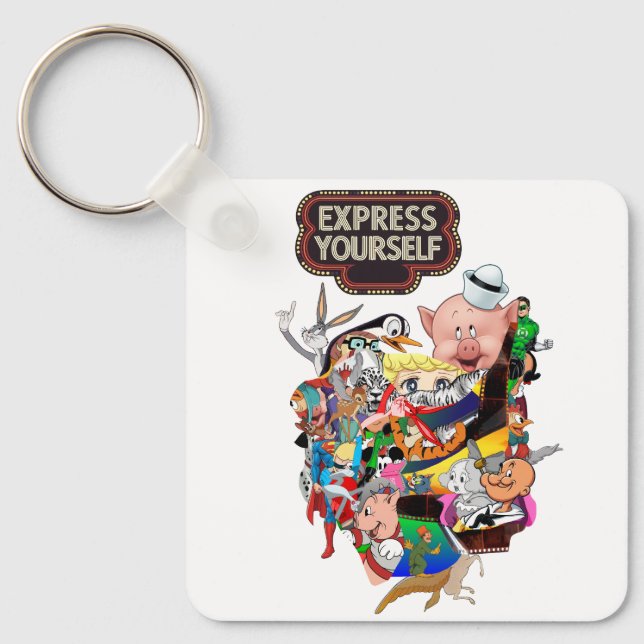 Express Yourself Vintage Pop Art Key Ring (Front)