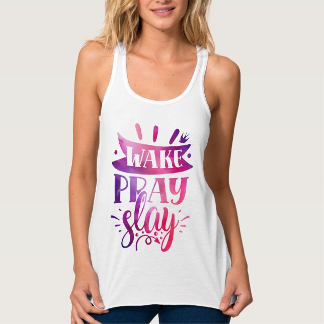 Express Yourself - Wake Pray Slay - Pink Singlet (Front)