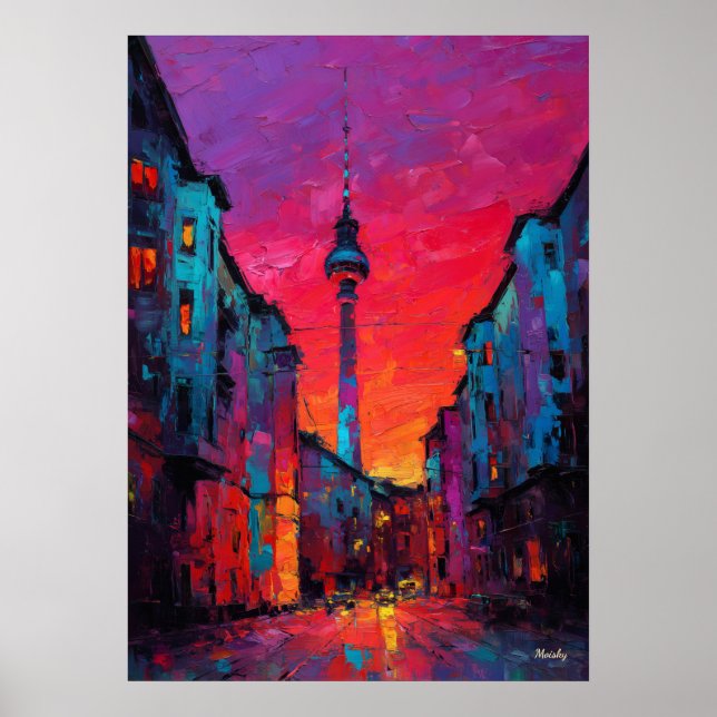Expressionist Berlin Skyline Colorful Urban City Poster (Front)