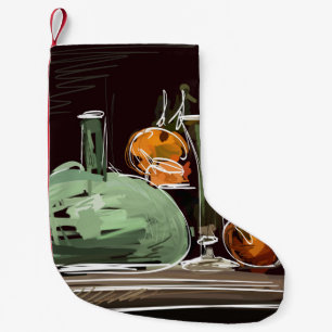Expressionist Fruit Wine Green Vase Small Christmas Stocking