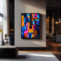 Expressionist Geometry Guitar – Vibrant Music Art 
